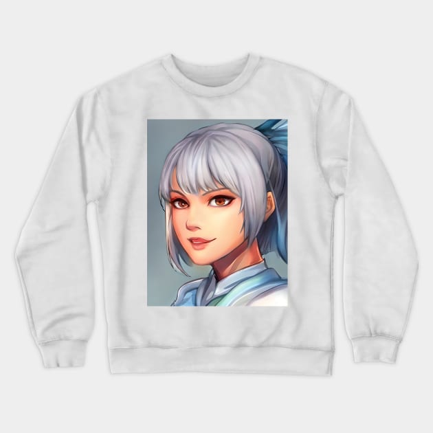 Grey Hair Anime Girl Crewneck Sweatshirt by animegirlnft